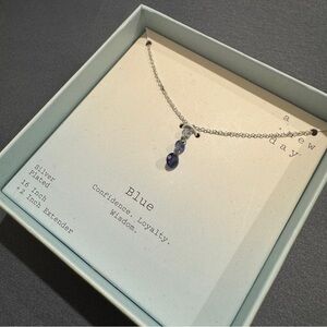 Silver Plated Necklace with Blue Pendant 16 inches + 2 inch extender